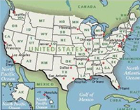Federal and State Liaison Programs map of United States